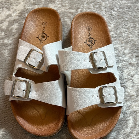 White Sandals with Buckle Straps - Picture 1 of 2